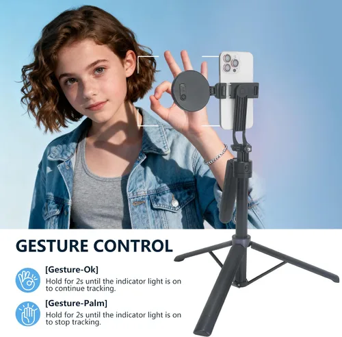 Miniatura 3 de Soporte de Trípode para Teléfono con Seguimiento Automático de Rostro Extensible, Compatible con Android/iPhone, Palos para Selfies con Rotación