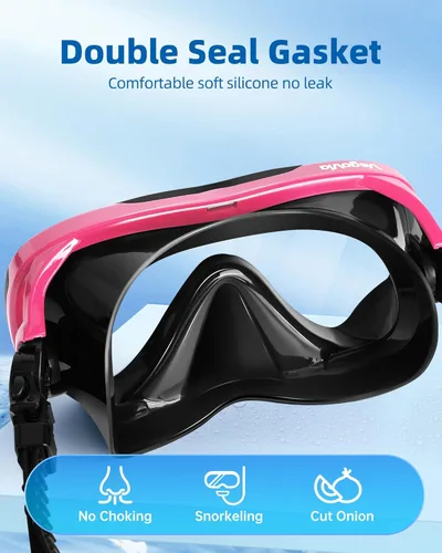 Miniatura 3 de VegoVia Gafas de natación para adultos con cubierta para la nariz, visión amplia transparente de 180°, sin fugas, máscara de buceo, gafas de piscina