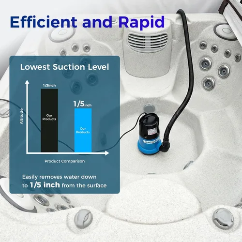 Miniatura 3 de Bomba de agua sumergible de 1/3 HP 2450GPH Bomba de agua termoplástica eléctrica portátil de transferencia con cable de 10 pies para piscina, tina