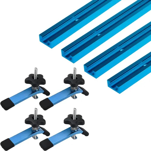 Miniatura 7 de POWERTEC 71484 Kit de perilla de pista en T con perilla de 7 estrellas, pernos roscados 1/4-20 y arandelas, juego de 4 pernos de riel en T