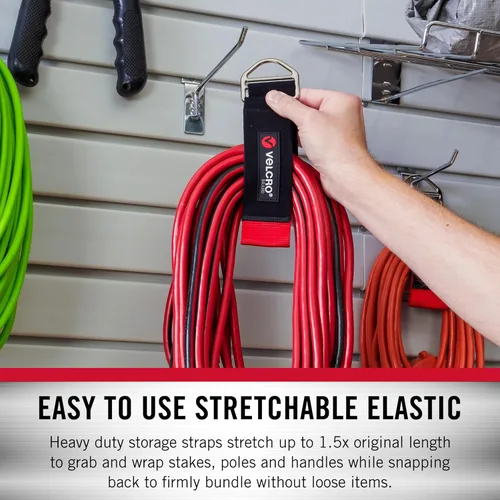 Miniatura 5 de VELCRO Brand Correa de almacenamiento elástica fácil de colgar, resistente que soporta 20 libras, se estira 1.5 veces de longitud, cables