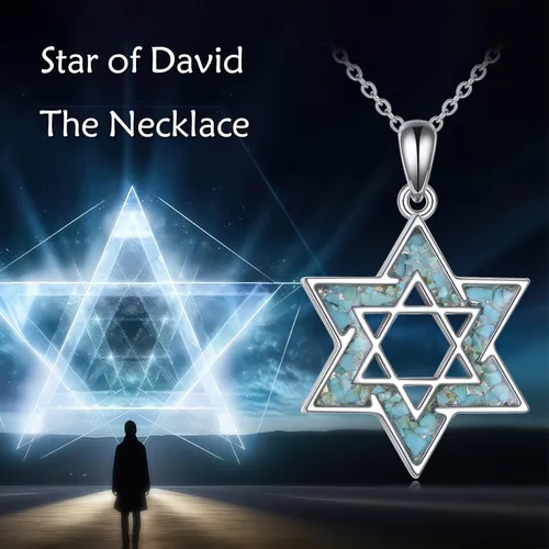 Miniatura 7 de CRMAD Collar de plata de ley con cruz de David, símbolo de paz, urnas, árbol de la vida, concha de abulón, joyería judía para mujeres y hombres