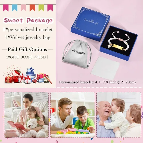 Miniatura 38 de Pulsera de barra para bebé: chapado en oro de 18 quilates, pulsera con placa de identificación personalizada para niños pequeños de mamá, nombre