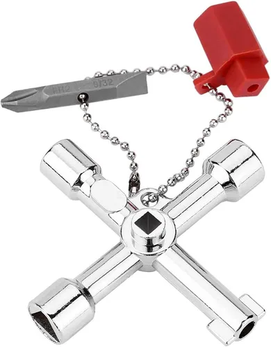 Miniatura 9 de Llave multifuncional de 4 vías, llave de fontanería, herramienta de apertura de llave de plomero para control eléctrico, medidor de agua, gas, caja