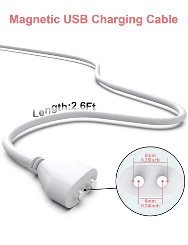 Miniatura 3 de Cable de carga magnético USB CC de 2.6 pies para masajeadores, juguetes recargables, cepillos de dientes eléctricos, relojes, entrenador de perros