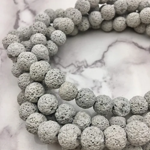 Miniatura 2 de Piedra de lava de roca volcánica gris claro Tamaño 0.236 in 15.5" Strand