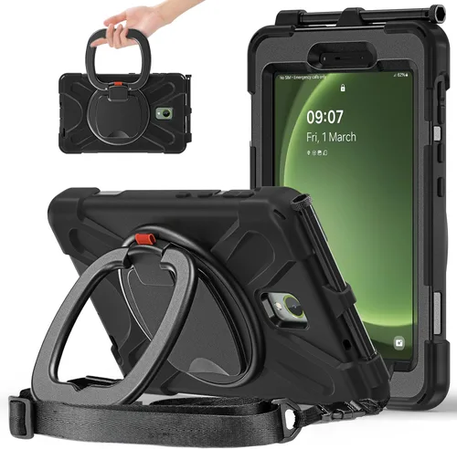Miniatura 23 de 360 Rotation Case for Galaxy Tab ActivePro/Tab Active4 Pro/Active 5 Pro 10.1" Sturdy Cover Rotate Ring Stand Shoulder Carrying Strap Hand Strap