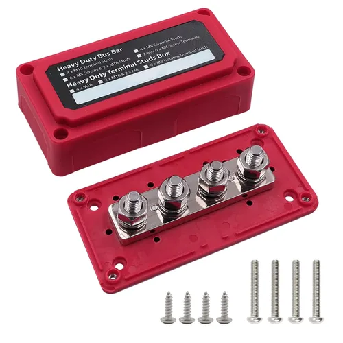 Miniatura 11 de 4 pernos M8 (5/16") Bloque de distribución de energía, barra de bus de 12 V, Ampper impermeable HD 200A Bloque de distribución de batería marina