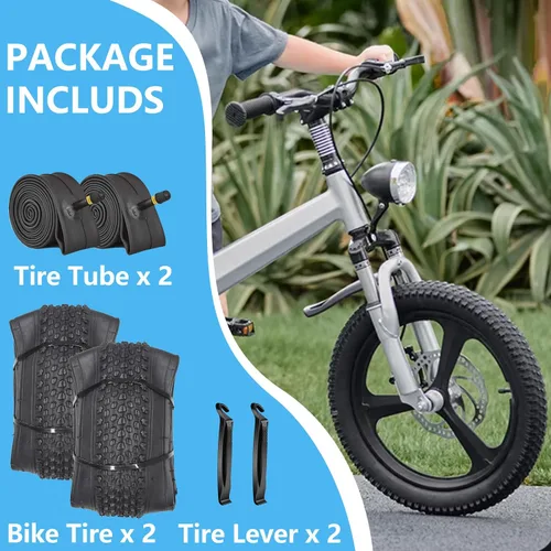 Miniatura 3 de Paquete de 2 neumáticos de bicicleta de 14/16"/18"/20"/26"x2.125" con o sin tubos interiores 14/16/18/20x1.75/1.95/2.125 AV 1.260 in válvulas
