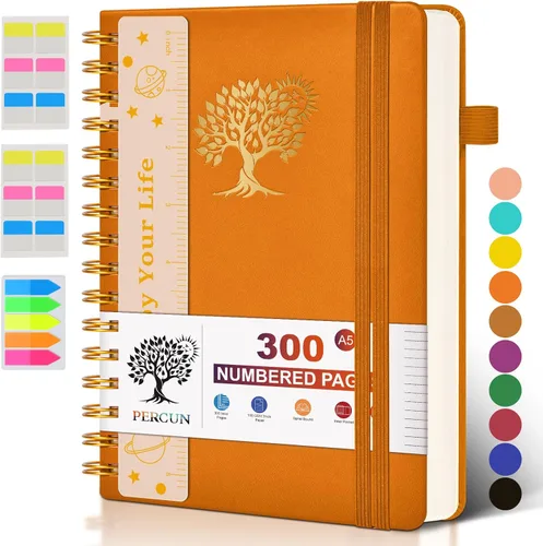 Miniatura 14 de Cuaderno grande en espiral para mujeres y hombres, 300 páginas rayadas numeradas, con rayas universitarias, cuaderno encuadernado en espiral de tapa