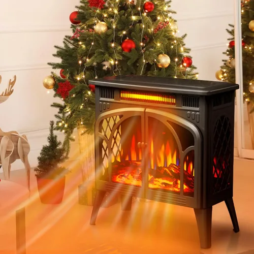 Miniatura 6 de ZAFRO Calentador eléctrico de chimenea de 24 pulgadas, 5100 BTU independiente con control remoto y temporizador, color de llama ajustable, 500 Negro