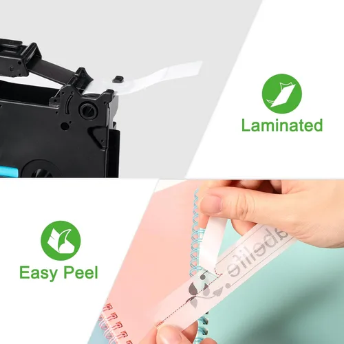 Miniatura 4 de Labelife Paquete de 5 cintas TZe TZ de 0.47 pulgadas laminadas transparentes TZe-131 de repuesto para Brother Label Maker Tape Clear TZe131 TZ-131