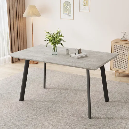 Miniatura 19 de ZckyCine Conjunto moderno de mesa de comedor de 5 piezas con mesa rectangular de madera y 4 sillas tapizadas en cuero, capacidad para 4 personas