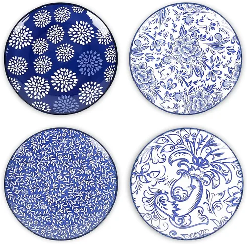 Selamica Platos de postre de cerámica, platos pequeños en relieve de 6 pulgadas para aperitivos, pasteles, aperitivos, microondas y lavavajillas,