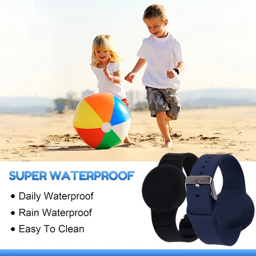 Miniatura 2 de Pulsera de AirTag impermeable para niños (paquete de 2), soporte de silicona suave y ligero para niños ocultos, pulsera Airtag para niños, funda