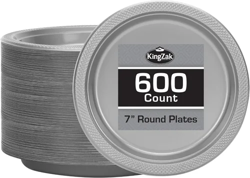 Miniatura 53 de Platos de plástico rojos de la colección Hanna K. Signature, redondos de 9 pulgadas, 50 unidades – Platos desechables resistentes para cenas