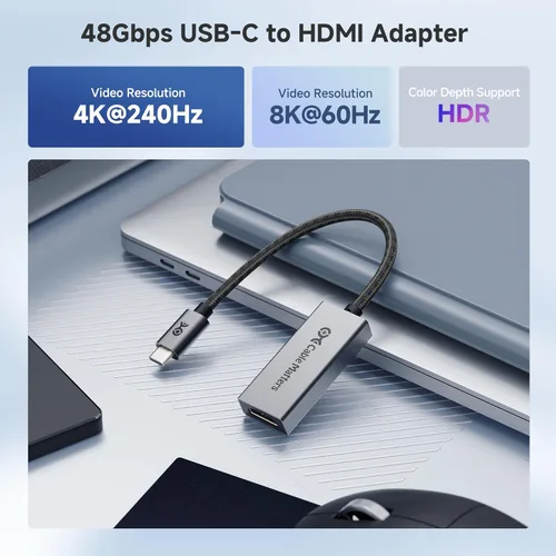 Miniatura 2 de Cable Matters Adaptador unidireccional USB C a HDMI 2.1 de 48 Gbps, compatible con 8K 60Hz / 4K 240Hz HDR, Thunderbolt 4 a HDMI2.1, adaptador HDMI