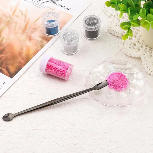 Miniatura 7 de Briartw Paquete de 5 cucharas de acero inoxidable de doble extremo, herramientas de precisión para purpurina, resina, epoxi, polvo de relieve, Negro