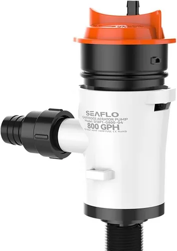 Miniatura 4 de SEAFLO Bomba aireadora Baitwell/Livewell Serie 04 de 800 GPH con entrada recta, 12 V CC, motor de cartucho reemplazable para agua salada/dulce