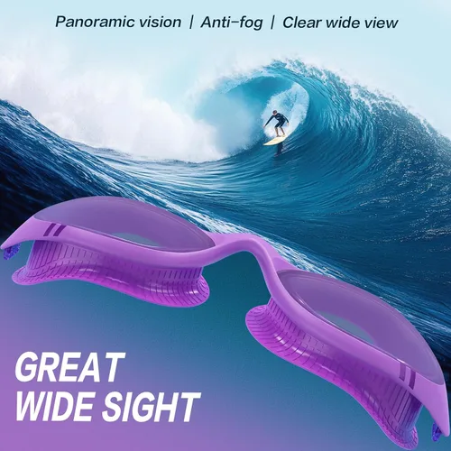 Miniatura 3 de VegoVia Gafas de natación para adultos para hombres y mujeres, gafas de natación para piscina, antiniebla/UV, gafas de natación con estuche Violeta