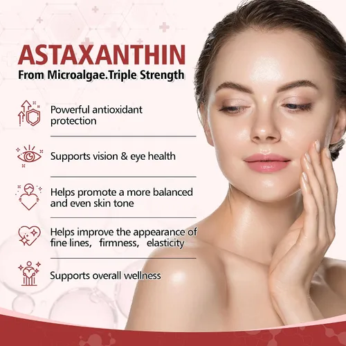 Miniatura 3 de Suplemento de astaxantina de 12 mg, 180 cápsulas blandas, suministro para 6 meses Antioxidante natural de microalgas frescas para la salud