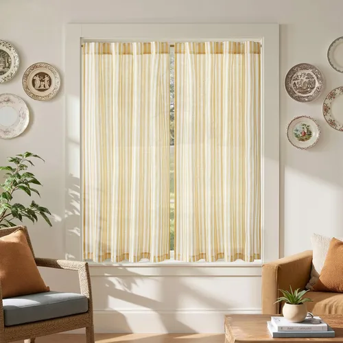 Miniatura 37 de jinchan - Cortinas de lino a rayas para cocina de 20 pulgadas de largo, cortinas de varios niveles, estilo granja moderna de café, tratamientos