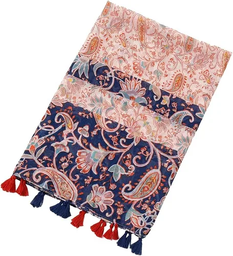 Miniatura 5 de Yeieeo Bufanda bohemia para mujer, ligera, con estampado floral, para otoño e invierno, chal con flecos