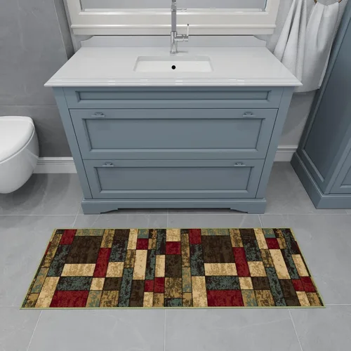 Miniatura 12 de Ottomanson Alfombra de pasillo de 20 x 53 pulgadas, antideslizante, fácil de limpiar, alfombra de lavandería, duradera y apta para mascotas