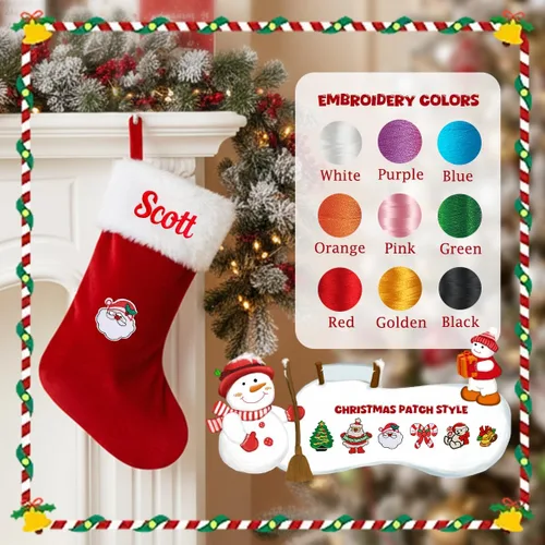 Miniatura 21 de Calcetines de Navidad personalizados para perros y gatos, calcetín de Navidad bordado con nombre personalizado en forma de pata de mascota o hueso