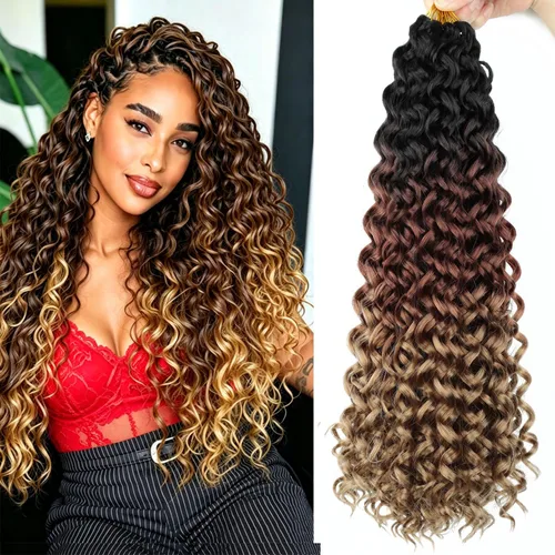 Miniatura 14 de 8 Packs Curly Crochet Hair GOGO Curl Crochet Hair for Black Women Deep Wave Braiding hair Water Wave Crochet hair Extensions Synthetic Bohemian