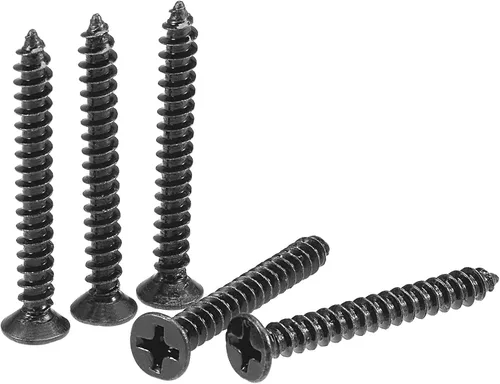 Miniatura 8 de uxcell M3.5 x 12mm Tornillos para madera con cabeza plana Phillips de acero al carbono autorroscantes negros 200 piezas