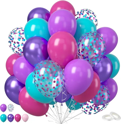 Miniatura 12 de Globo Rojo Blanco Azul, 50 unidades de 12 pulgadas, globos de látex azul marino, rojo rubí oscuro, confeti dorado metálico para baby shower