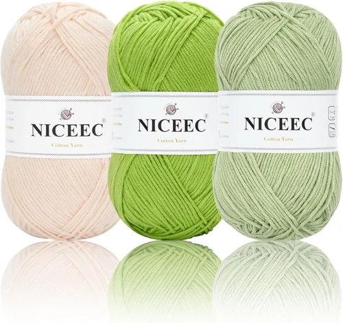 Miniatura 29 de NICEEC Hilo de algodón suave de 3 madejas, 5 capas, mezcla de algodón, suave y resistente, hilo para ganchillo y tejido, manualidades de bricolaje
