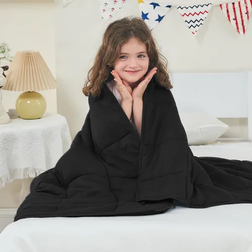 Miniatura 74 de yescool - Manta con peso, 7 libras, fresca, transpirable, con cuentas de cristal prémium, lavable a máquina, para dormir, 60-90 libras, 41 x 60 Gris