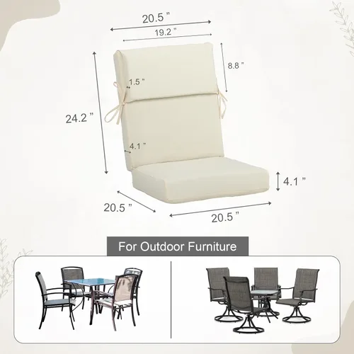 Miniatura 4 de BPS Cojín para silla mecedora de 20 x 20 pulgadas, resistente a la decoloración y al agua, cojines para sillas de patio con funda extraíble