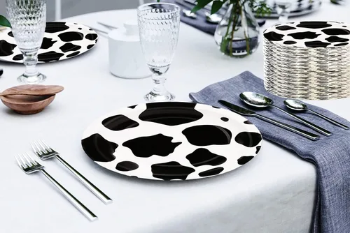 Miniatura 4 de 40 unidades de suministros de fiesta con estampado de vaca, platos de papel de vaca de 7 pulgadas, platos de fiesta para animales de granja