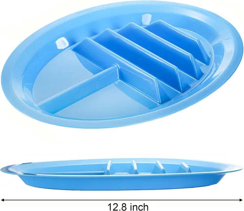Miniatura 2 de Bekith Paquete de 10 platos de plástico para tacos para fiestas, soporte grande para tacos con 2 áreas de inmersión, divisor de pie para 3 tacos