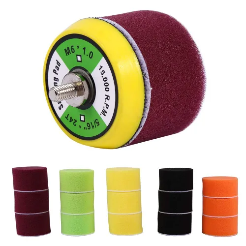 Miniatura 8 de Almohadillas de pulido, 16pcs 2" esponja plana pulidora Buff Pad Set para lijadora de aire adaptador de taladro pulidor de coche Thread-M6X1