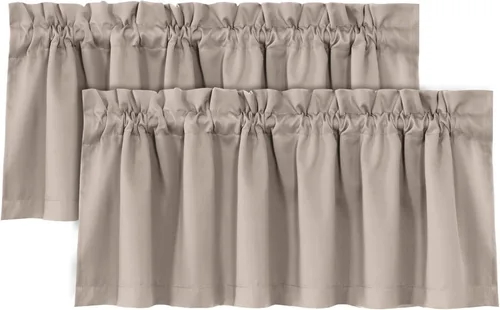 Miniatura 43 de H.VERSAILTEX Cenefas de cortina 100% opacas para ventanas, 2 paneles con aislamiento térmico, bolsillo para barra, pequeña cenefa corta para cocina