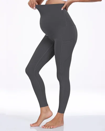 Miniatura 20 de WHOUARE Leggings de maternidad sobre el vientre con bolsillos para mujer, cintura alta, entrenamiento, pantalones de yoga