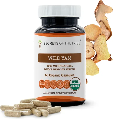 Secrets of the Tribe Wild Yam USDA Organic 60 cápsulas | Fabricado con cápsulas vegetarianas orgánicas y ñame silvestre cultivado responsablemente