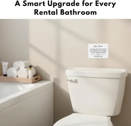 Miniatura 9 de Señal de inodoro con texto en inglés «No ras» con el sistema septico «Do Not Flush Toilet Paper» (acrílico blanco de 5 x 3.5 pulgadas) – Letrero