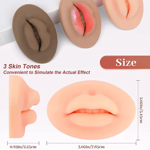 Miniatura 3 de Labios falsos de tatuaje, 9 piezas de labios de práctica de tatuajes, labios de silicona 5D para práctica de maquillaje, tatuajes realistas