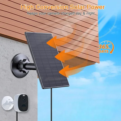Miniatura 5 de Zivif Panel solar de 2 W para cámaras de seguridad, cargador solar con puerto micro USB y USB-C para cámara de seguridad de batería recargable