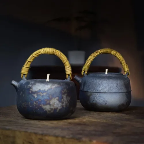 Miniatura 8 de LIOONS Hervidor de té con mango antiquemaduras, estilo vintage, hecho a mano, de cerámica fina, para el hogar, cocina, al aire libre, 30.4 onzas