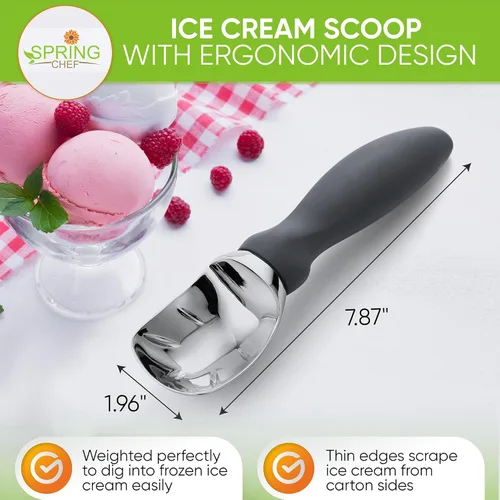 Miniatura 2 de Spring Chef - Cucharada de helado resistente con mango suave y cómodo, apta para lavavajillas, utensilio de cocina profesional de metal para yogur