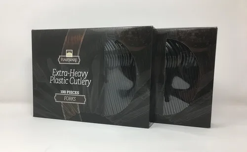 Miniatura 3 de Fineline Flairware Collection - Tenedores de plástico negro resistentes, de calidad, extra duraderos, prácticos para servir y porcionar alimentos