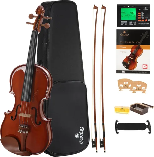 Miniatura 10 de Cecilio violín 4/4 de tamaño completo con cuerdas D’Addario, juego de violín para principiantes con estuche, arco, colofonia y soporte para hombro