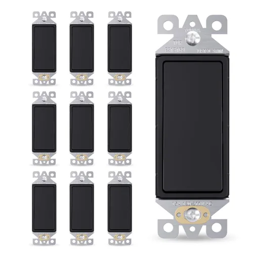 Miniatura 24 de AIDA Paquete de 1 interruptor de luz basculante Decora de 3 vías, interruptores de luz eléctricos con conexión a tierra automática de 15 amperios
