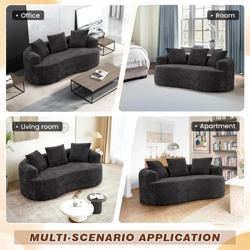 Miniatura 9 de Sofá modular curvo de 60.18 pulgadas para sala de estar, moderno sofá nube de felpilla de felpa con asiento profundo comprimido sin hueso con 3